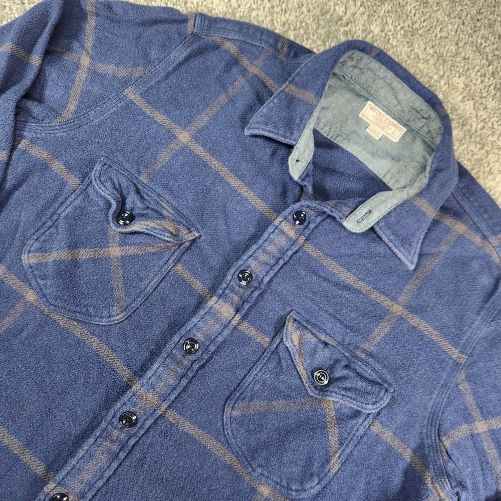 Wallace & Barnes Flannel Shirt Mens Large Plaid‎ Button Up L/S Gorpcore Workwear